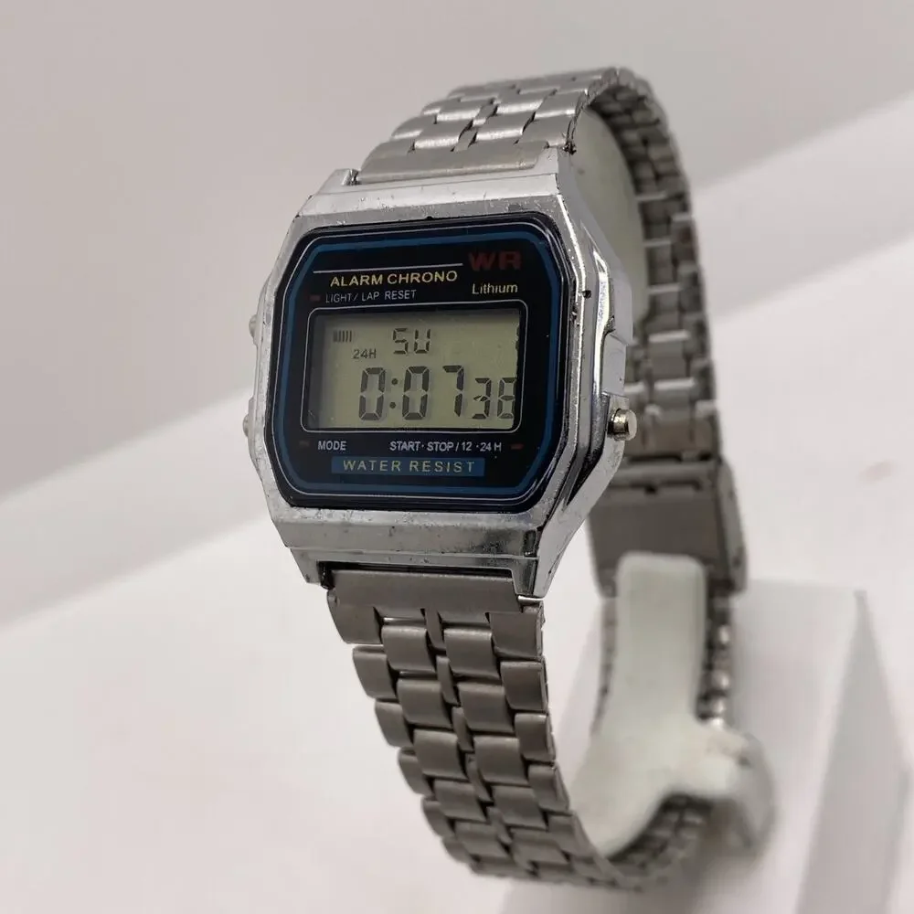 Vintage Silver Multi Function Sports Watch Unisex Watch New Battery Works
